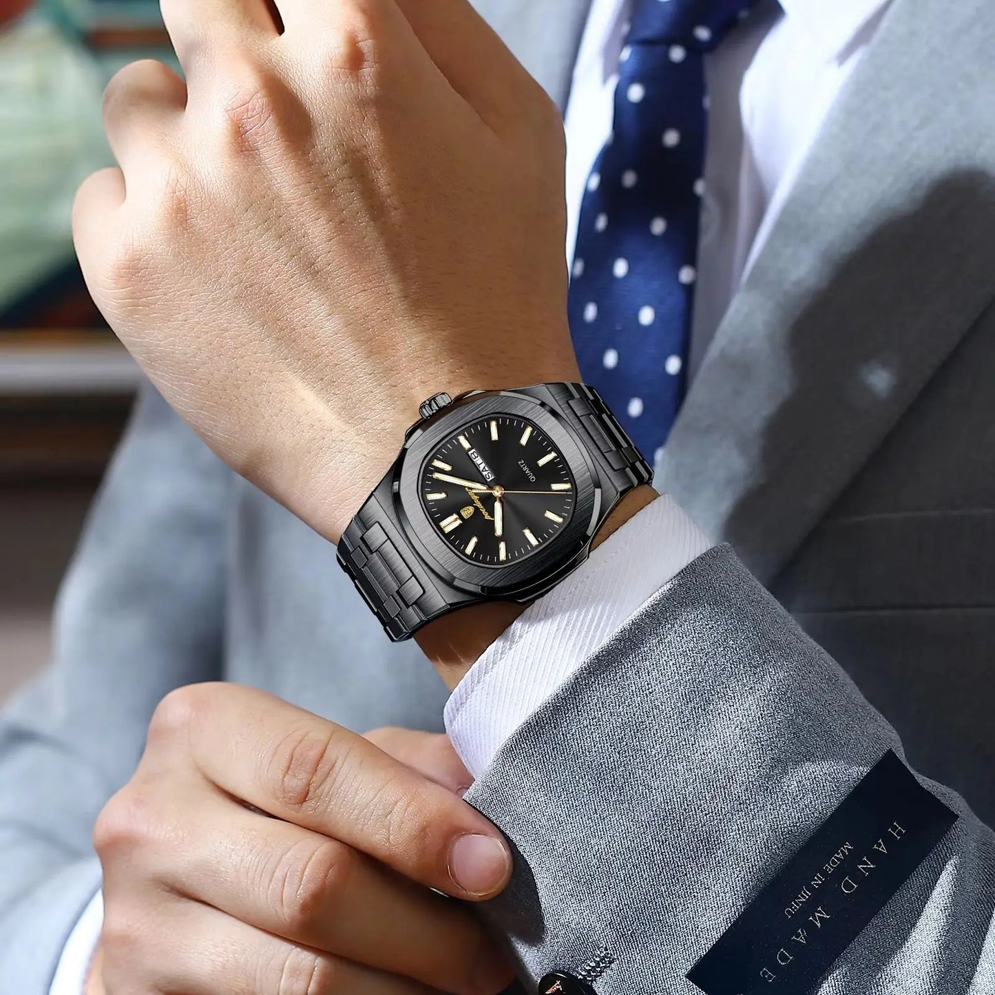 POEDAGAR Luxury Square Men's