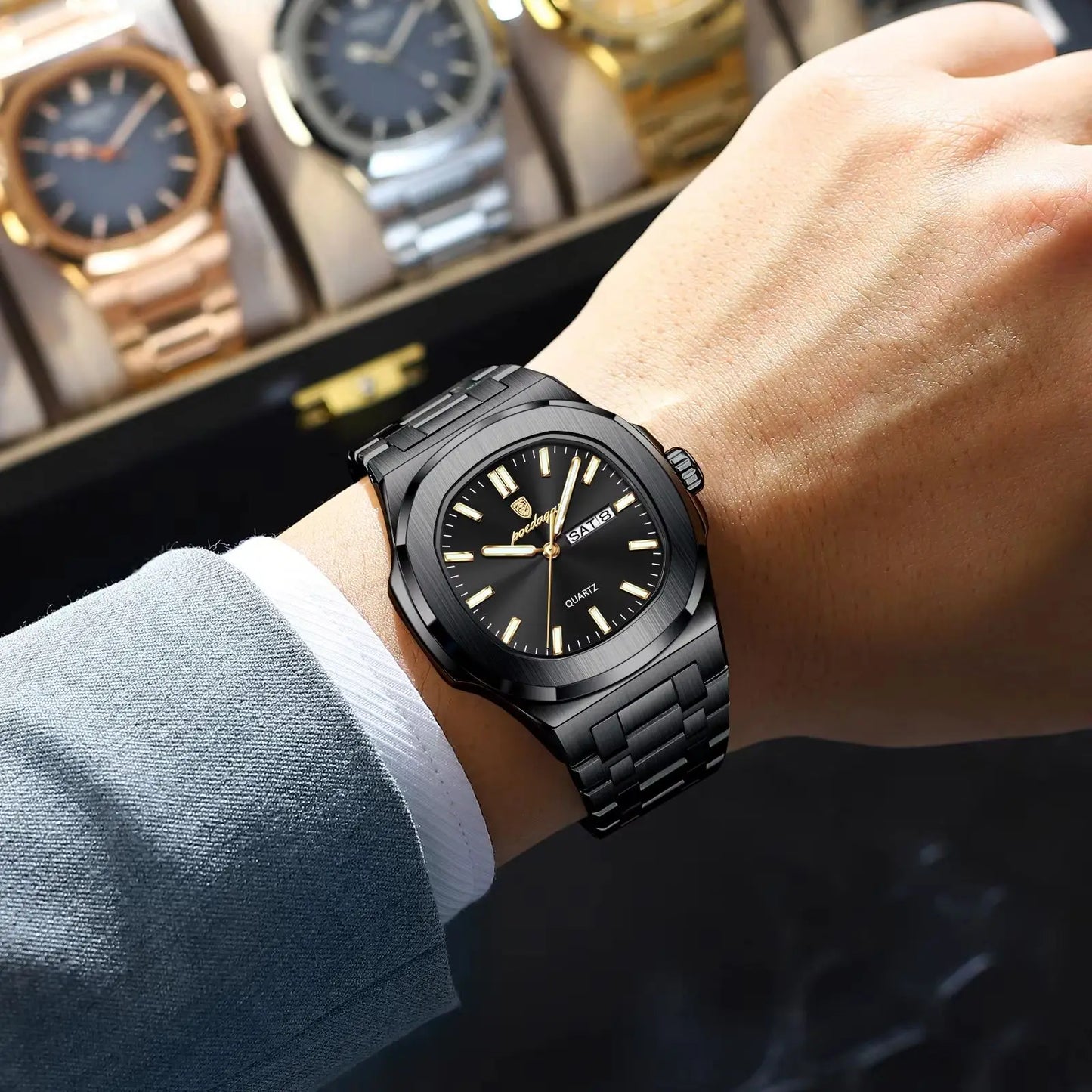 POEDAGAR Luxury Square Men's